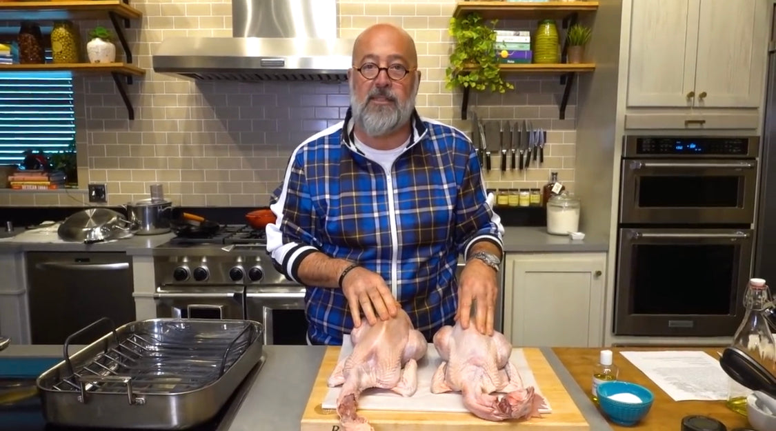 Load video: Chef Andrew Zimmer discusses, roasts and tastes a Poulet Bleu